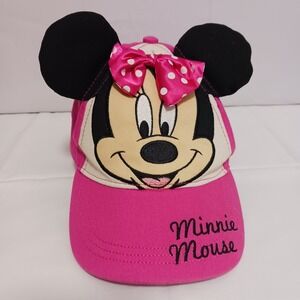 Disney Girls Minnie Mouse Pink Adjustable Cap with Lg Ears and Bow